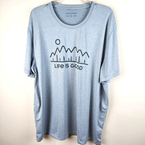 Life is Good Men Tee Shirt Sz XL gray wicking Hike Mountain Nature Landscape